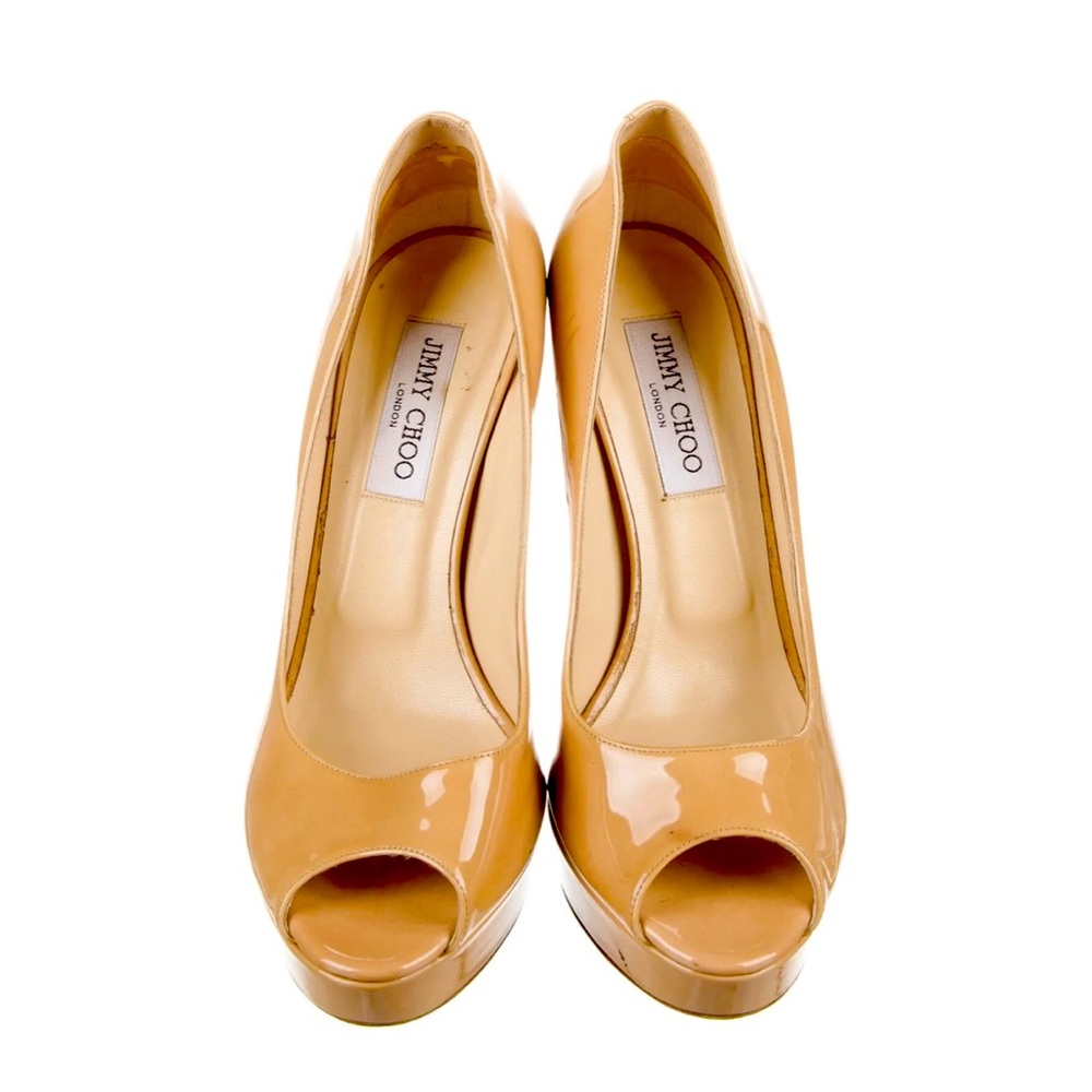Jimmy Choo Patent Leather Pumps - Open Toe - Blush